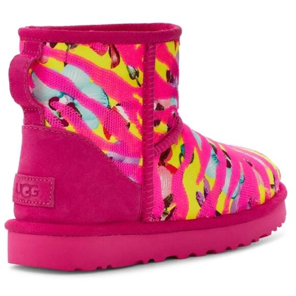 Ugg Womens Shoes Ugg Women’s Classic Mini Tiger Flower Boots Pink/Yellow size 7 - Picture 4 of 14